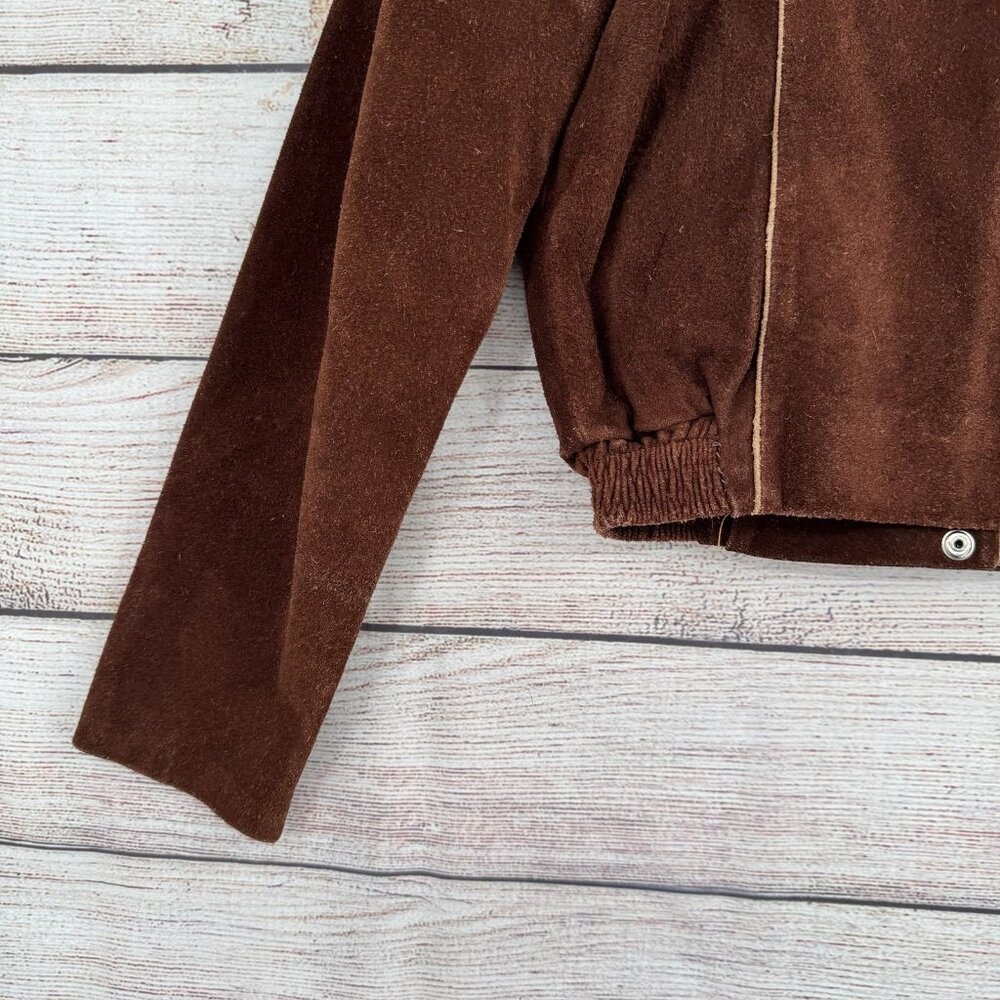 Vintage Brown Suede Bomber Jacket - Picture 5 of 11